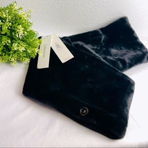 CALVIN KLEIN Faux Fur scarves in black color | soft| trendy | plush | teddy
